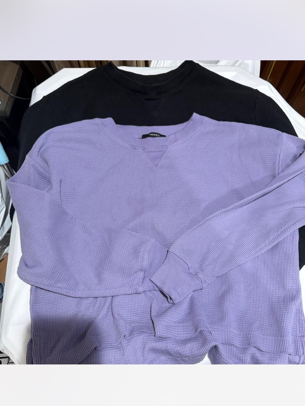 Bundle of 2! Crewneck Waffle Knit Sweater - Lavender and black